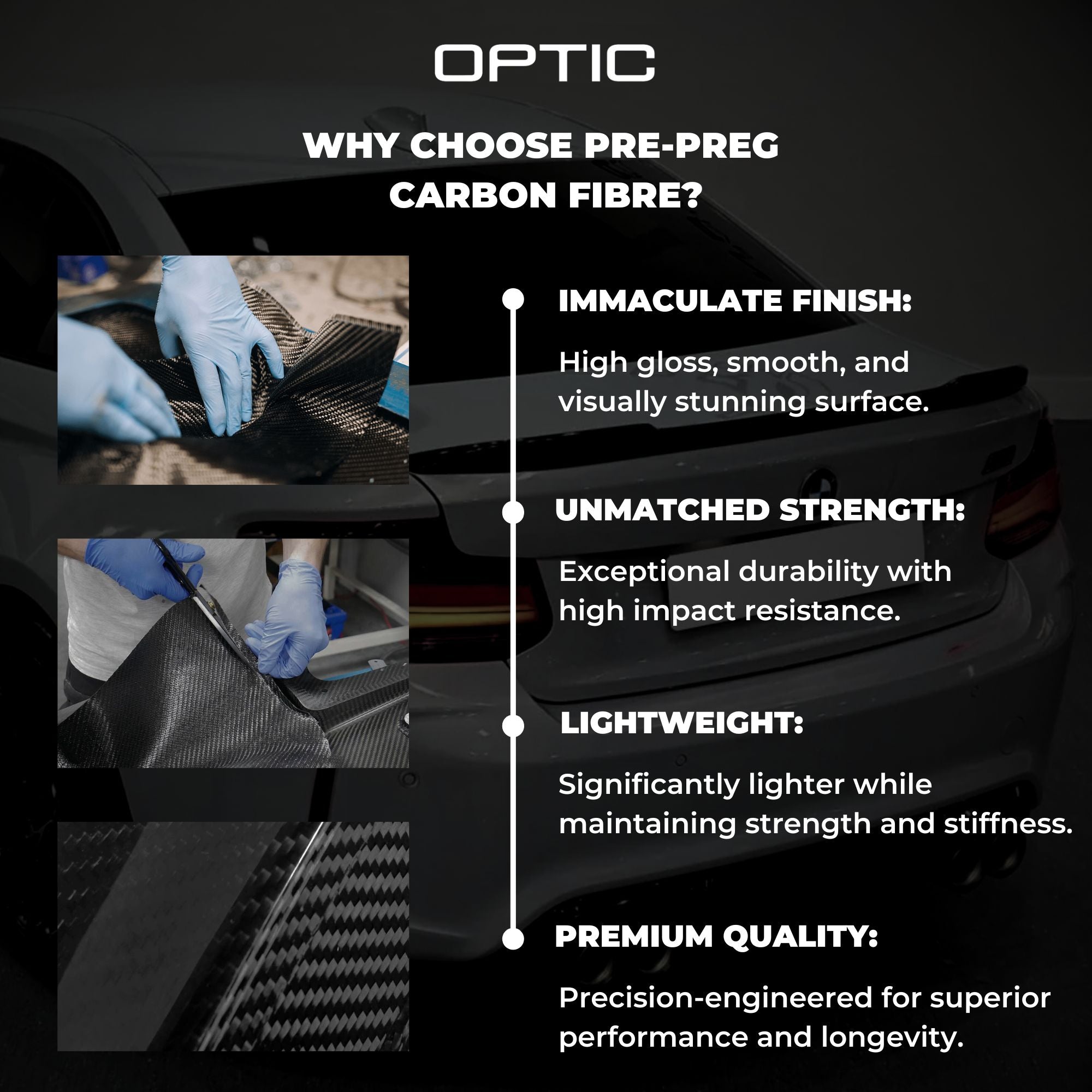 BMW M3 F80 / M4 F82 F83 Pre-Preg Dry Carbon Fibre M Performance Style Side Skirts By OPTIC (2014-2019)