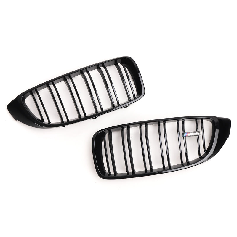 BMW 4 Series & M3 M4 Gloss Black Double Slat Front Grills F32 F33 F36 F80 F82 F83 (2014-2020)