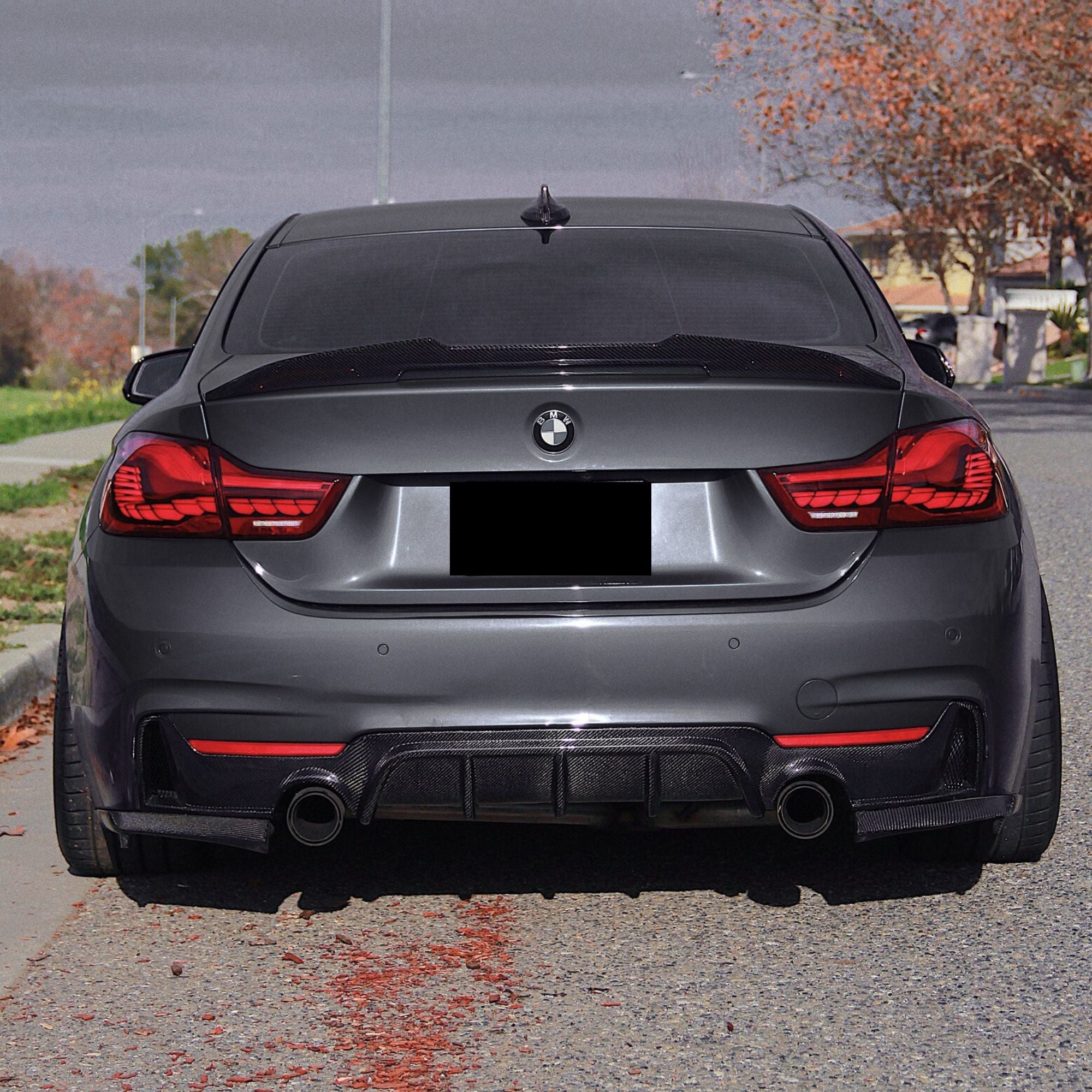 BMW 4 Series F32 F33 F36 Dual Exhaust Carbon Fibre M Performance Style Rear Diffuser (2014-2019)