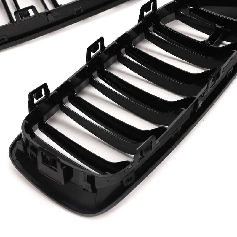 BMW 4 Series & M3 M4 Gloss Black Double Slat Front Grills F32 F33 F36 F80 F82 F83 (2014-2020)